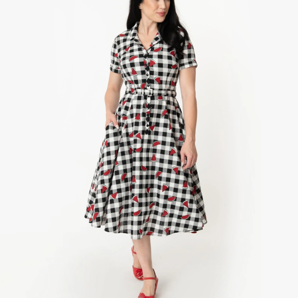 Watermelon Gingham Caterina Dress